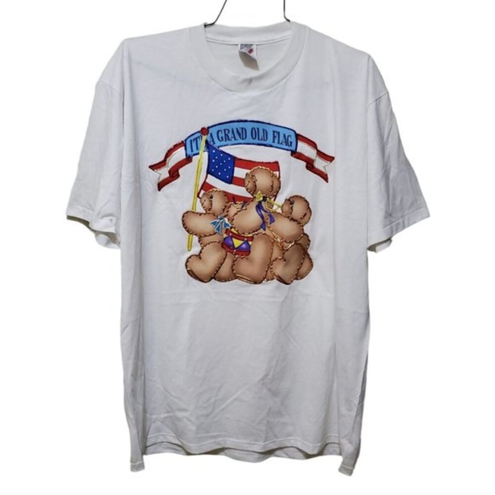 Vintage Patriotic Teddy Bears USA XL T-Shirt American Flag 4th of‎ July Jerzees